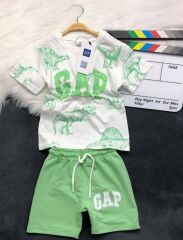 DİNAZOR BASKILI MİNT YEŞİLİ ŞORTLU YAZLIK İKİLİ TAKIM