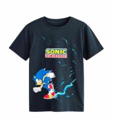 SONIC BASKILI LACİVERT TİŞÖRT