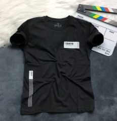 TOKYO BASKILI BASIC SİYAH TİŞÖRT