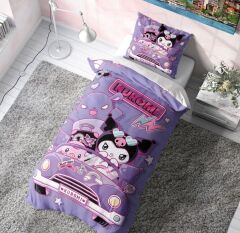 KUROMI MOR TEK KİŞİLİK İKİLİ NEVRESİM TAKIMI
