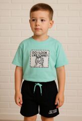 GARFIELD BASKILI SİYAH ŞORTLU YAZLIK İKİLİ TAKIM