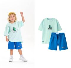 MINECRAFT BASKILI MAVİ ŞORTLU YAZLIK İKİLİ TAKIM