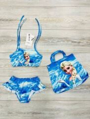 ELSA KARAKTER DESENLİ ÇANTA AKSESUARLI KIZ ÇOCUK-BEBEK BİKİNİ TAKIMI