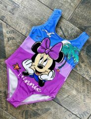 KIZ ÇOCUK MİNNİE BASKILI MOR MAYO