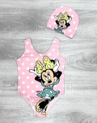 PEMBE BONELİ MINNIE BASKILI İKİLİ MAYO TAKIMI