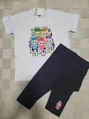 LABUBU BASKILI BEYAZ TİŞÖRT VE SİYAH BERMUDA TAYTLI YAZLIK İKİLİ TAKIM ( ANNE-KIZ KOMBİNİ YAPILABİLİR )